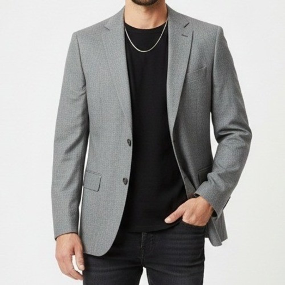 Lauren Ralph Lauren Men Blazer Suit Jacket 38R Casual Grey Herringbone Tweed
